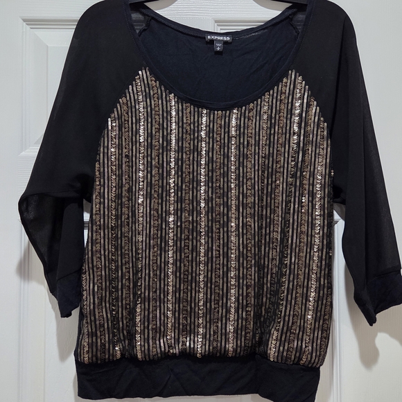 Express Black and Gold Women's Top - Picture 1 of 4